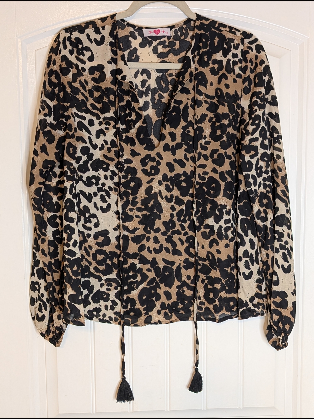 Buddy Love Semi Sheer Leopard Print Long Sleeve Shirt